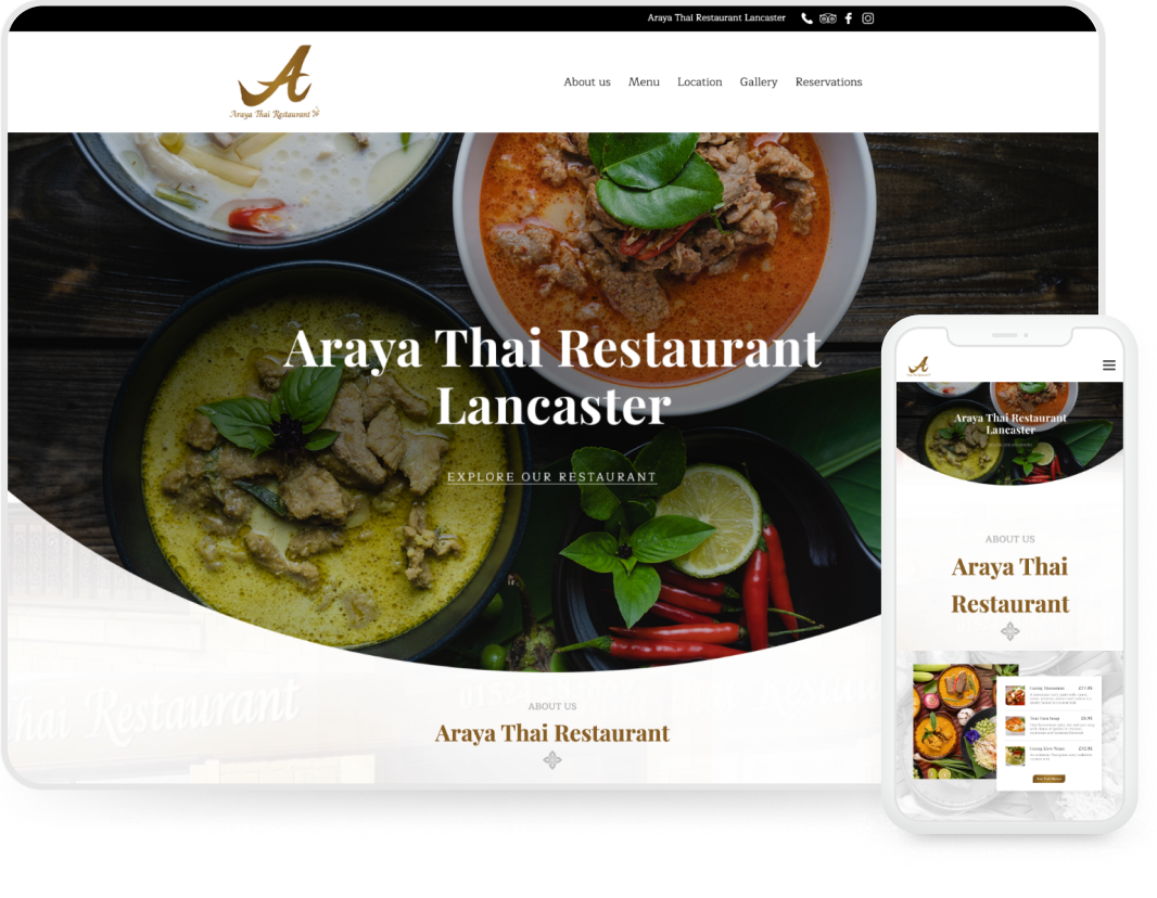 ออกแบบเว็บไซต์ร้านอาหาร Araya Thai Restaurant